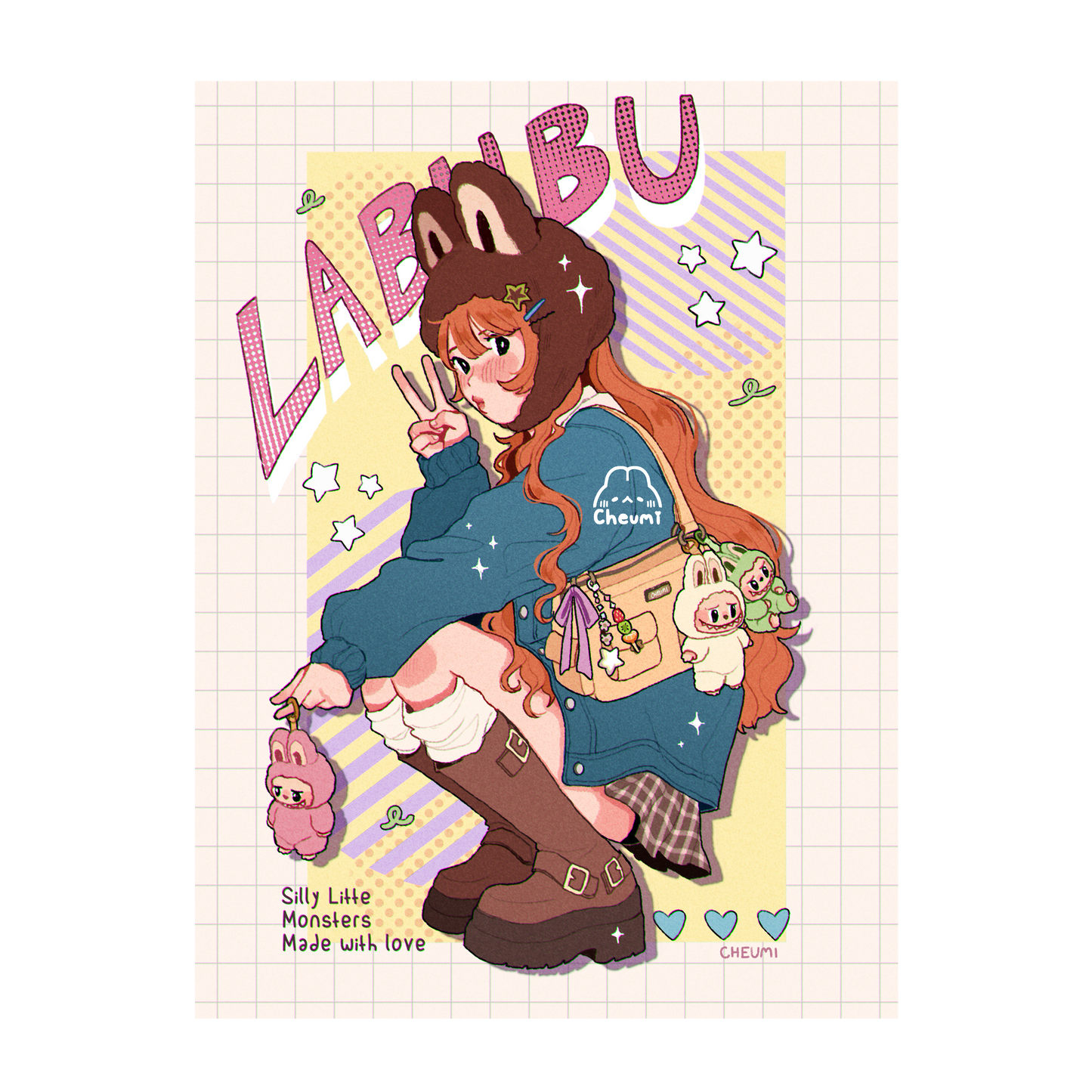 Silly Monsters Girl Print 6x8