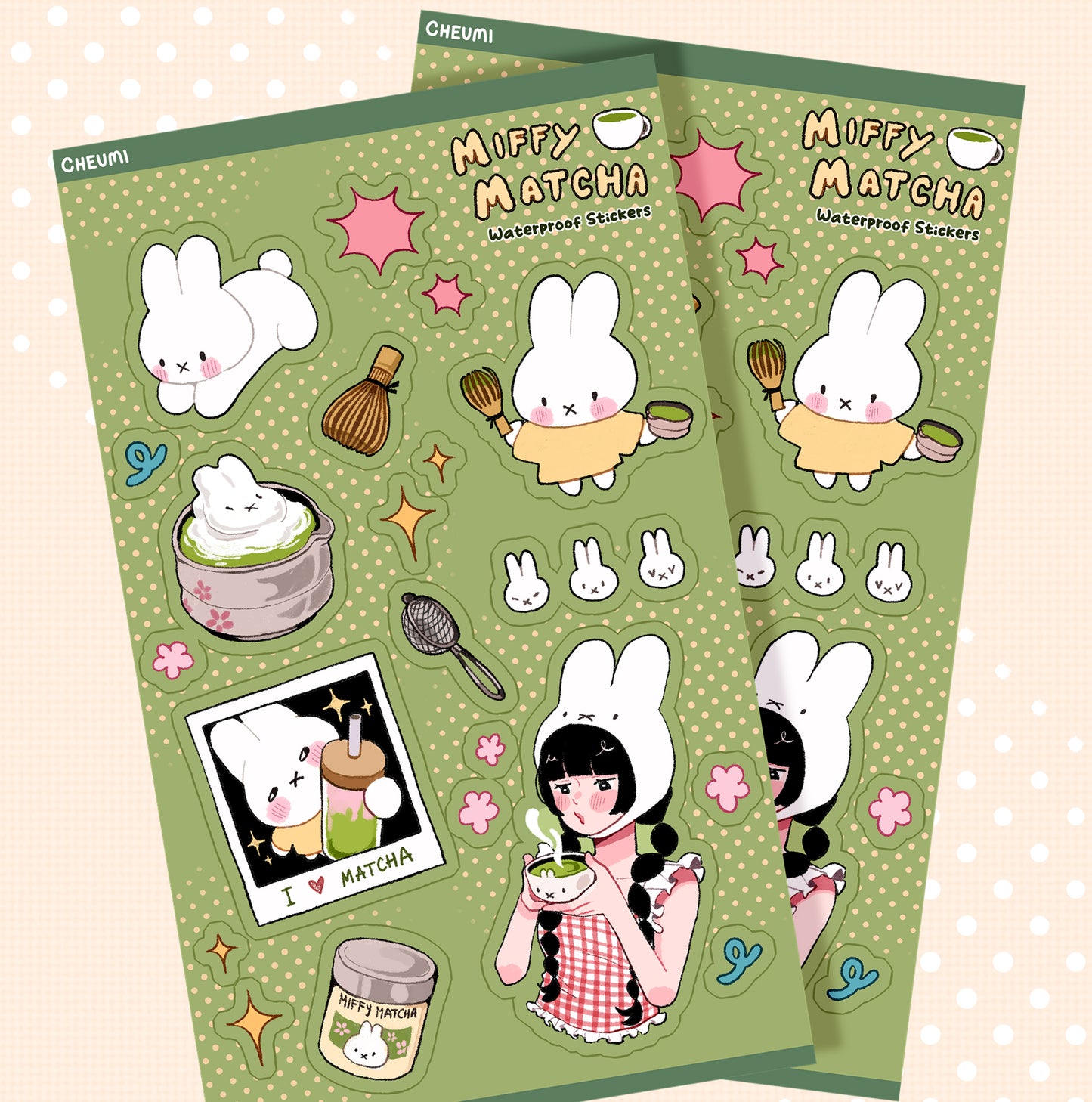 Matcha Bunny | Waterproof Stickersheet