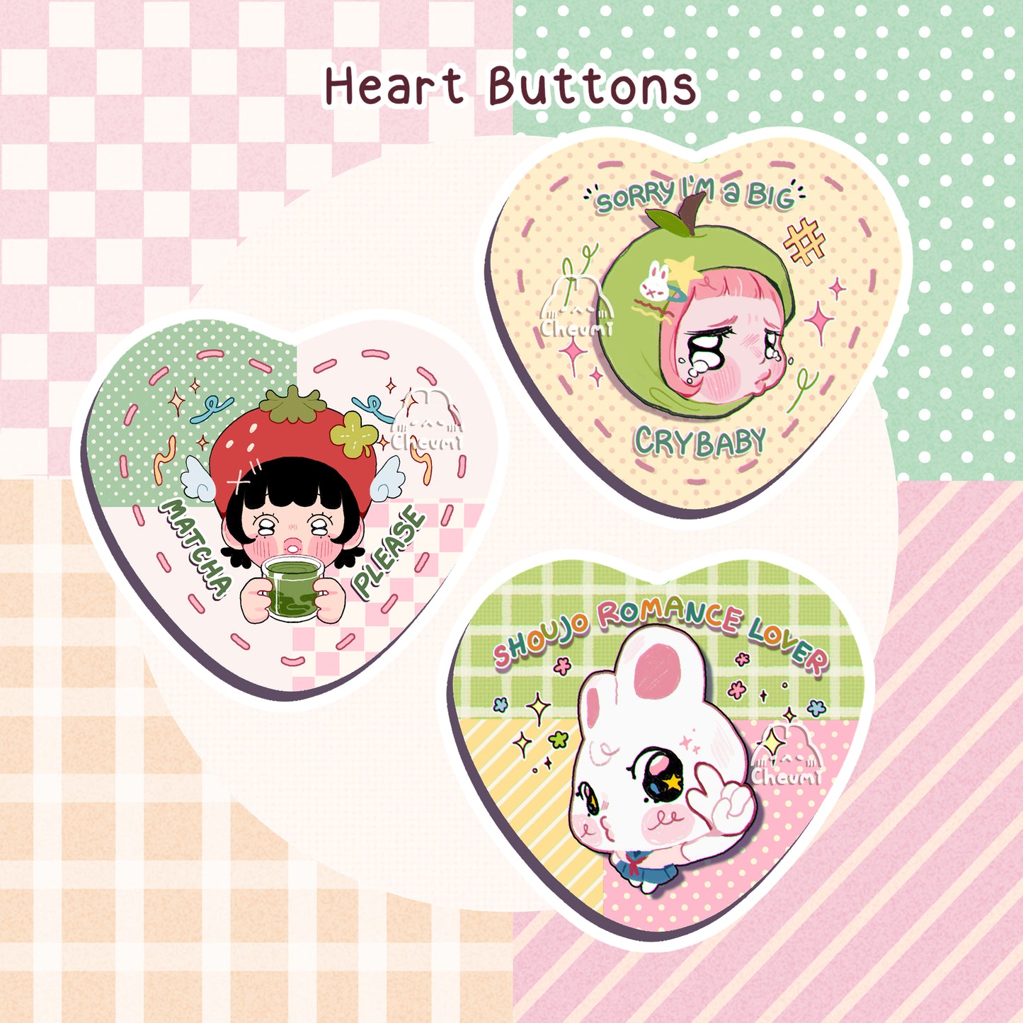 Cutie Heart Buttons